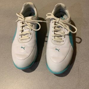 Puma White/Blue Leather Golf Shoes sz 8.5